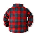 thumbnail image 4 of Toddler Kids Boys Girl Button Up Shirt Cute Plaid Print Long Sleeves Casual School Uniform Top Shirt Shacket Jackets 6M-5Y Red, 4 of 7