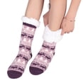 thumbnail image 3 of 3 Pairs Warm Slipper Socks Christmas Fuzzy Socks Non Slip Soft Fluffy Cozy Fleece Lining Home Socks, 3 of 6