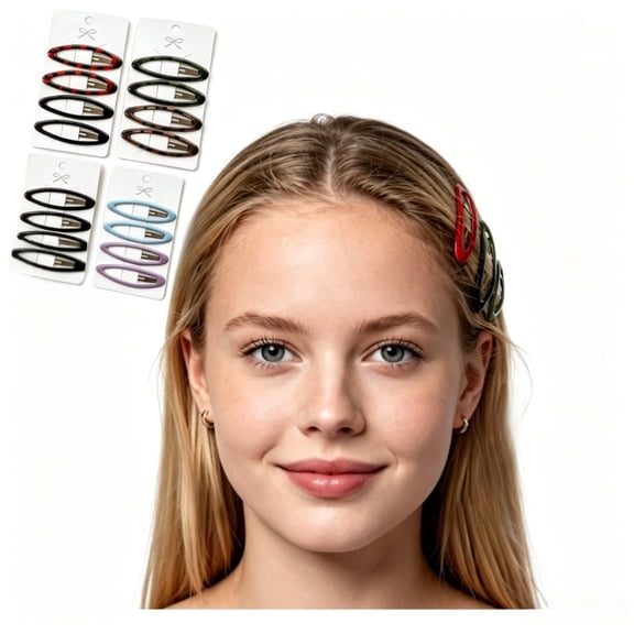 Barrettes,No-slip Grip Oval unisex Snap Clips, 6.5cm, 16-Count