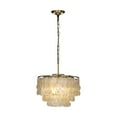 thumbnail image 4 of 3-Lights Unique Antique Bronze Tiered Capiz Chandelier with Seashell Accents, 4 of 8