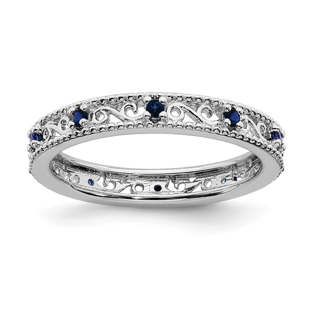 Beautiful Sterling Silver & 14k Stackable Expressions Created Sapphire Ring