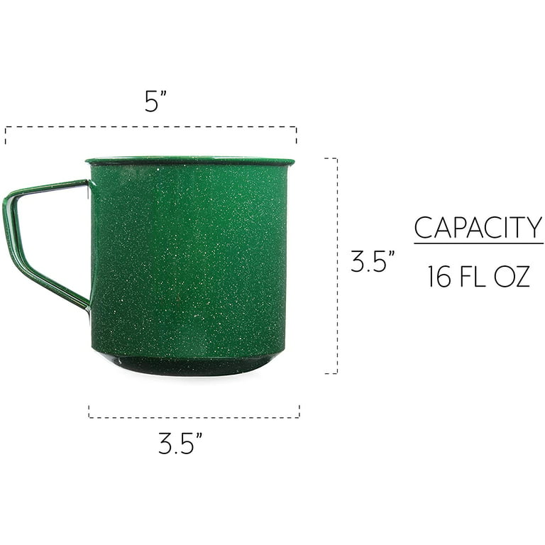 Darware Enamel Camping Coffee Mugs (Set of 4, 16oz, Green); Metal Cups for  Hiking, Travel, Fishing, Picnics, and Hunting; Lightweight and Portable 