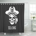 thumbnail image 1 of KSADK Badge Black and White Emblem Skull Sea Pirate Bandit Bone Captain Caribbean Corsair Shower Curtain Bath Curtain 66x72 inch, 1 of 1