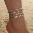 thumbnail image 4 of Ankle Bracelets for Women, 14k Gold Jewelry Set Waterproof Layered Cuban Figaro Link Chain Anklets Set Gold Anklets Summer Boho Beach Jewelry Gift Adjustable Size, 4 of 6
