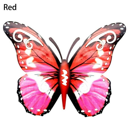

DAMIFU Multipal-Color Butterfly Bright Colour Metal Garden Decoration Wall Art Red