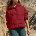 thumbnail image 2 of YNGKMEA Womens Oversized Puffer Jacket Quilted Lightweight Dolman Hoodies Packable Long Sleeve Jackets Hoodies Casual Quarter Button Down Warm Tops Coat Wine M, 2 of 9