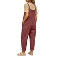 thumbnail image 6 of HBYJLZYG Women's Overalls Rompers with Four Patch Pockets and Adjustable Button Straps, Relaxed Fit Cotton Linen Blend Casual Summer Vacation Everyday Wear for Women, 6 of 7