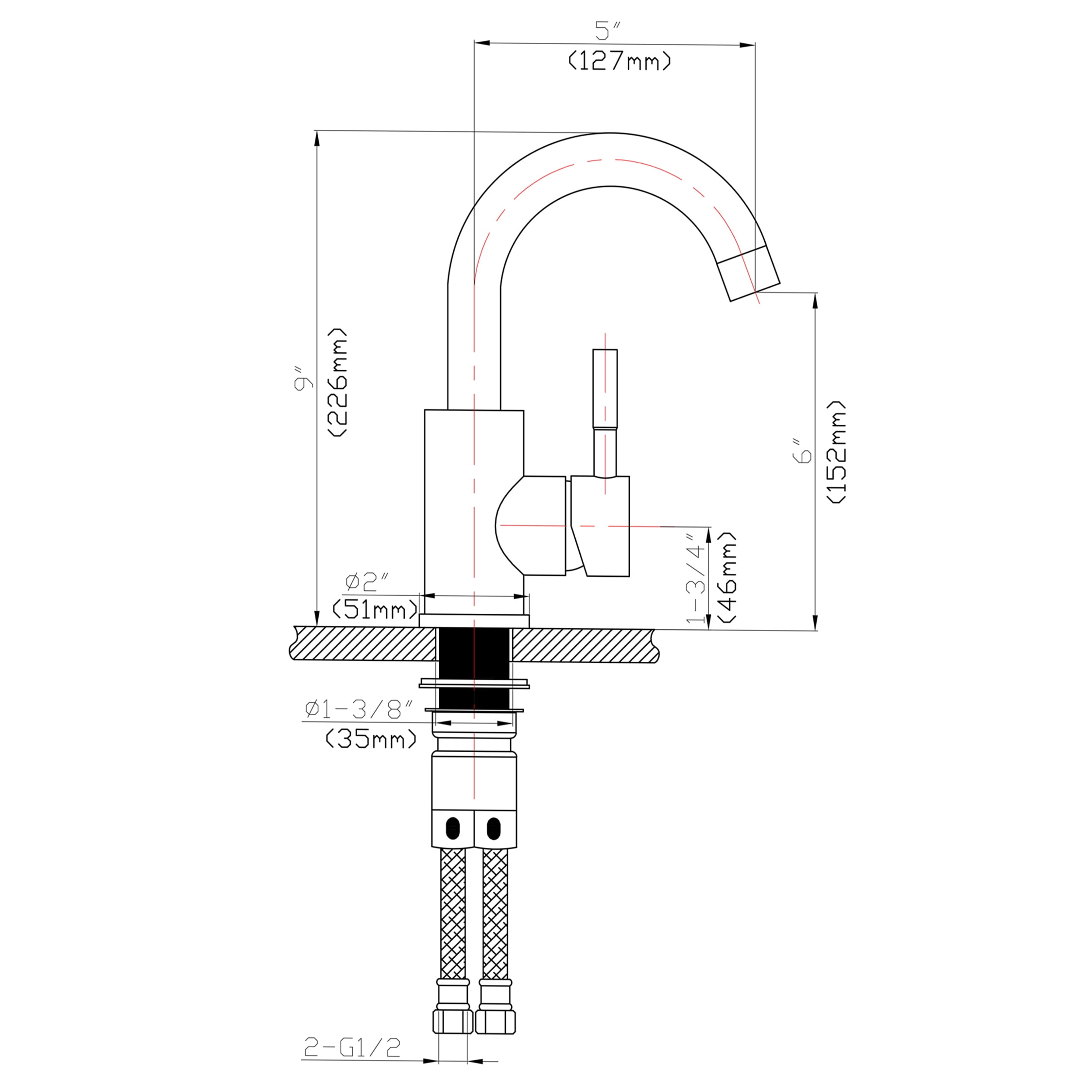 JERFIT Single Hole Bathroom Faucet, Brushed Nickel Finish, Single Handle Low Arc Vessel Sink Faucet for Bathroom Vanity, 4” Centerset, Ceramic Cartridge, Easy Install