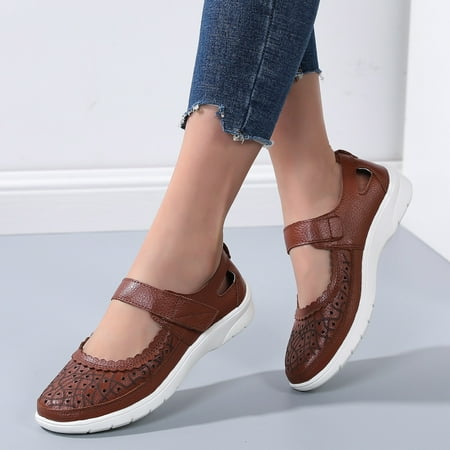 

Mishuowoti Ankle Boots for women 2023 Women Sandals Comfortable Casual Cow Leather Hollowed Out Mother Shoes Hole Type Sandals Carved Flat Women Shoes