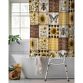 thumbnail image 2 of Split Shower Curtain for Transfer Bench, Sunflowers Fabric Shower Curtains for Bathroom, Retro Country Butterfly Bee Floral Plaid Tub Sliding Transfer Bench Waterproof Bath Curtains 72"x72", 2 of 9