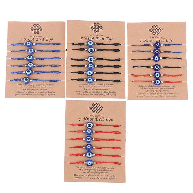 6pcs/set Lucky Evil Eye Bead Bracelet Women Rope String Braided Bangle Jewelry