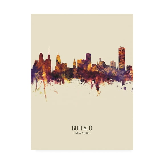 Trademark Fine Art 'Buffalo New York Skyline Portrait III' Canvas Art by Michael Tompsett