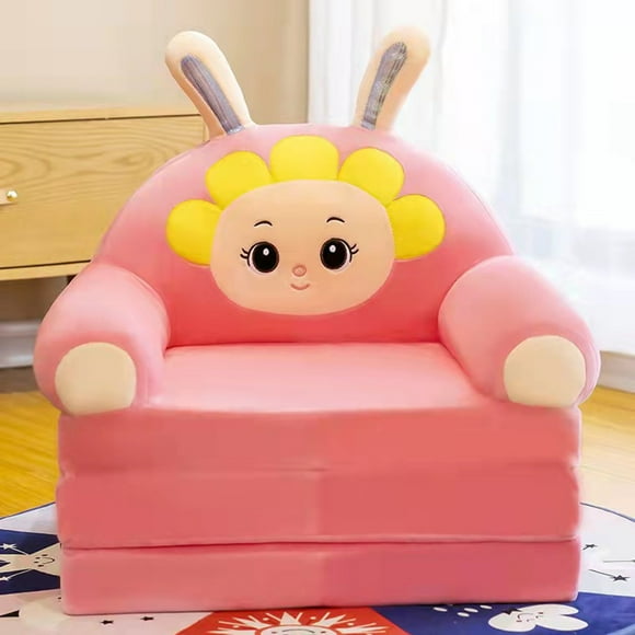 Huhuzaio Seat Cushion Plush Foldable Kids Sofa Backrest Armchair 2 In 1 Foldable Children Sofa Cute Cartoon Lazy Sofa Children Flip Open Sofa Bed For Living Room Bedroom Liner Filler