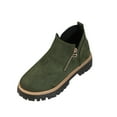 thumbnail image 1 of Green Ankle Boots For Womens With Double Zipper Closure Thick Heel Chunky Heel Round Toe Solid Color For Fall Winter Casual Fashion Wear Size 36, 1 of 5