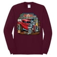 thumbnail image 2 of Wild Bobby, Vintage Hot Rod Old Garage Cars and Trucks Mens Long Sleeve Shirt, Maroon, Medium, 2 of 3