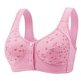 thumbnail image 4 of ALLLIST Front Closure Bras for Women No Underwire Plus Size Sleep Pink Floral Cozy Bralette Women Lingerie Size L-5XL, 4 of 4
