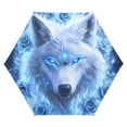 thumbnail image 6 of White Wolf Roses with Blue Flame All Weather Umbrella Triple Folding Parasol 6 Ribs UV Protection Portable, 6 of 8