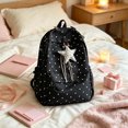 thumbnail image 2 of Cute Polka Dots Backpack Nylon Coquette Bookbag Kawaii Daypacks with 6 Hair Clips and Star Charms, 2 of 2