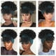 thumbnail image 3 of Peluca de cabello sintético para mujer, pelo corto negro Afro rizado con flequillo, turbante azul, envoltura de cabeza, 3 of 4