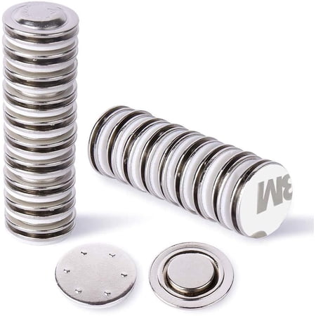 diollo 5 Pieces of Stainless Steel Round Badge Holder/Magnetic Name Tag with 3M Adhesive on Front Plate