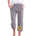 thumbnail image 2 of ICHUANYI Clearance Fashion Womens Casual Printing Elastic Loose Pants Straight Wide Leg Trousers With Pocket(Gray, L) ICHUANYI WER2023081206206, 2 of 5