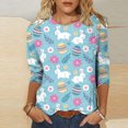 thumbnail image 2 of HKEJIAOI Hauts à Manches 3/4 pour Femmes Imprimé Floral Col Rond XXL Été, 2 of 5
