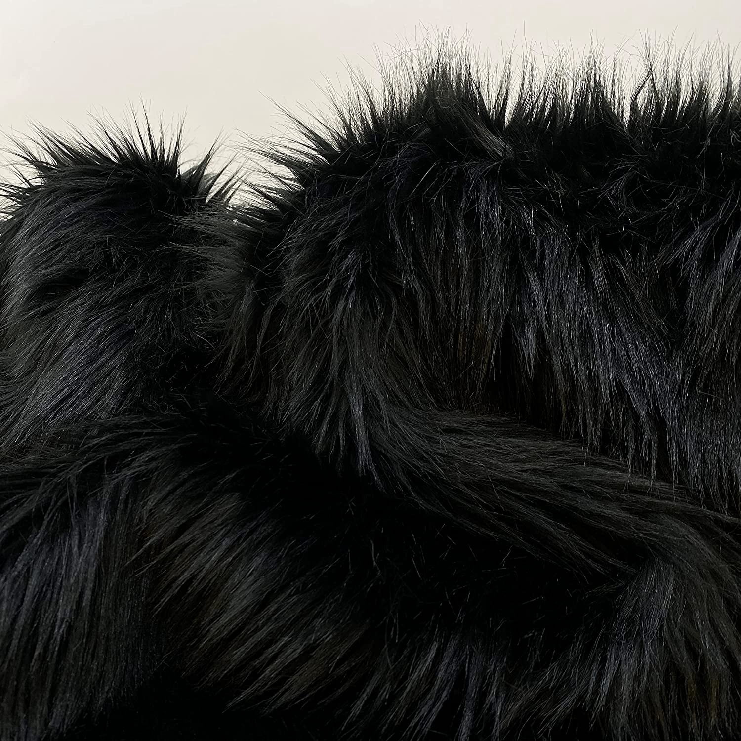 Faux Fur by the Yard - Long Pile Mohair Fur - Black