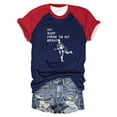 thumbnail image 1 of T-Shirts Womens with Sayings Women's Color Block Raglan Baseball Letters Printed Round Neck Casual Short Sleeve Baseball T Shirt - Hontri, 1 of 4