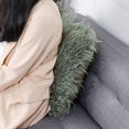 thumbnail image 5 of PiccoCasa 2Pcs Shaggy Faux Fur Throw Pillow Covers Soft Plush Cushion Covers, 18"x18" Dark Green, 5 of 7