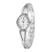 Women Quartz Watches Fashion Elegant Waterproof Wristwatch Petite Bracelet Watch (Silver)