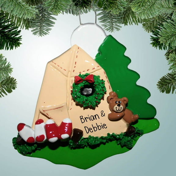 Personalized Sleeping in Tent Christmas Ornament - Camping - RV - Campground - Campers - Summer Trip - Nature - Outdoors