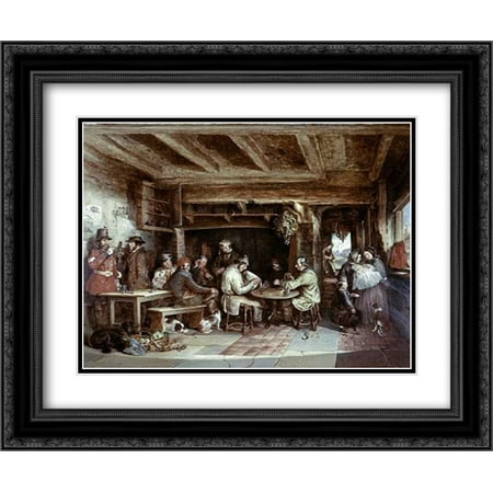News From India: Tavern Scene 2x Matted 24x20 Black Ornate Framed Art Print by Elmore, (Best Tech News Sites India)