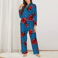 thumbnail image 2 of Salouo Colorful Ladybird Pattern Women's Pajamas Set Long Sleeve Button Down Sleepwear Soft Pj Lounge Sets for women 2 Piece Pjs Set with Long Pants-XX-Large, 2 of 7