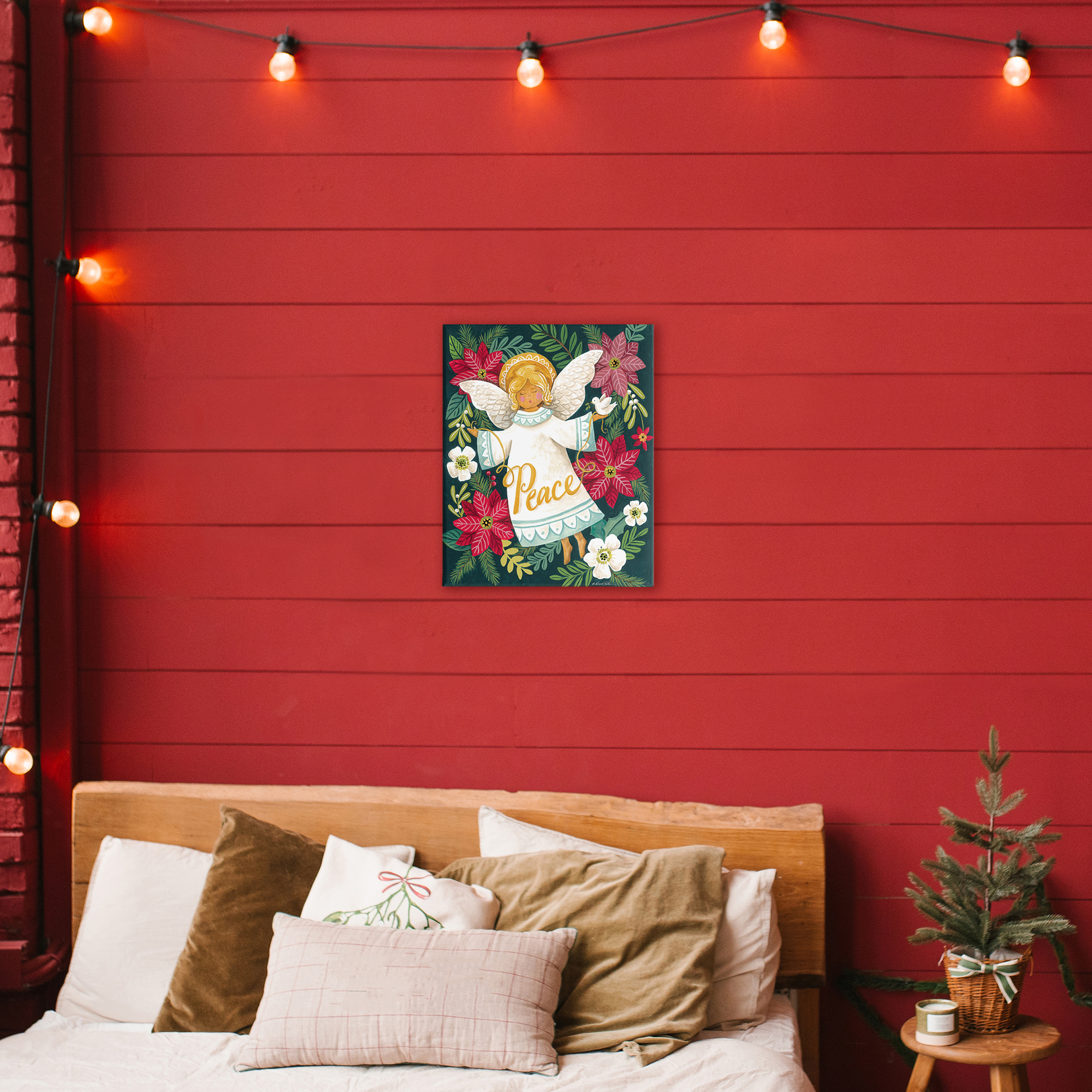 Angel with Peace & Botanicals Canvas Wall Art, design by Diane Kater