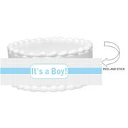 Burlap Stripes Baby Shower Baby Boy Peel and Stick Edible Cake Decoration Image Wrap Ribbon