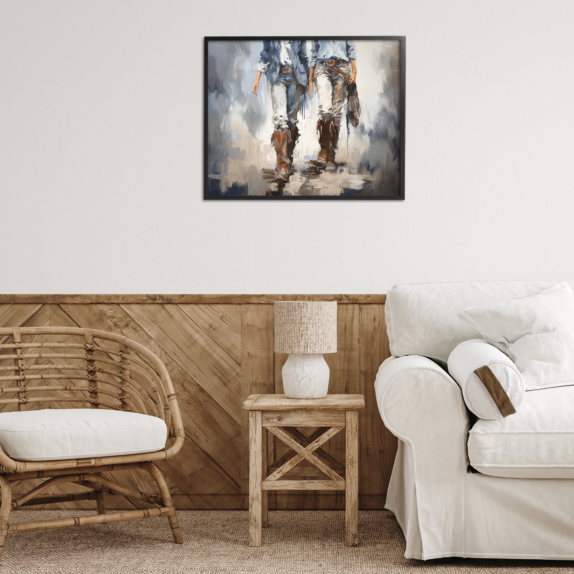 Stupell Industries Romantic Cowboy Boots Novelty Painting Black Framed Art Print Wall Art, 30 x 24
