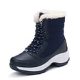 thumbnail image 2 of Botas de nieve para mujer, botas Martin de tacón plano, botas con cordones para mujer, zapatos de algodón para mujer, para viajes al aire libre, 2 of 6