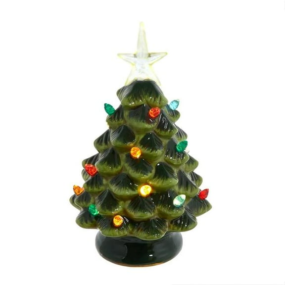 KURT S. ADLER Battery Operated LED Lighted Ceramic Christmas Tree JEL2152