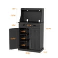 thumbnail image 5 of CBJCBJ 54" Kitchen Pantry Cabinet with Door & Shelves, Sideboard Buffet Cabinet with Microwave Stand for Dining Room, Black, 5 of 7
