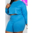 thumbnail image 4 of Plus Size Cozy Crop Top And Shorts Set, 4 of 5