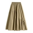 thumbnail image 3 of Women's Solid Color Casual Irregular Lacing Medium Length Large Swing A Line Skirt Skirt Skirt Shorts Pleated Tennis Skirts for Women Two Piece Skirt Outfits for Women Mini Denim Skirt Animal Print, 3 of 3