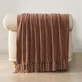 thumbnail image 5 of EVERGRACE Soft Chenille Throw Blanket for Couch, Cozy Plush Fuzzy Decorative Chenille Knit Throw Blanket with Tassels, Lightweight Blanket and Throws for Bed Sofa Gift Home Decor, Clay 60"x80", 5 of 8