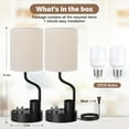 thumbnail image 5 of Bedside Table Lamps Set of 2 - Nightstand Light with AC Outlet & USB Ports, 3 Color Temperatures, Phone Holder & Pen Holder for Bedroom/Office/Dorm, 5 of 8