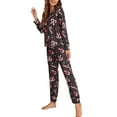 AmShibel Women Christmas Pajamas Set Candy Cane Print Crew Neck Long