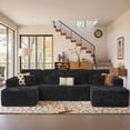 thumbnail image 3 of Vcatnet 135" Modular Sectional Sofa L Shaped Corduroy Couch Oversized Modern Minimalist Cloud Couch with Chaise for Living Room, Black, 3 of 10