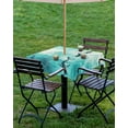 thumbnail image 4 of nqOlkjepod Ocean Shark Outdoor Tablecloth with Umbrella Hole & Zipper, Teal Green Wave Summer Beach Coastal Square Table Cover 60x60 Inch, Dining Waterproof Table Cloth Protector for Patio/Party, 4 of 7
