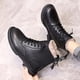 thumbnail image 5 of NECHOLOGY Botas Mujer Adulto Femenino Zapatos Botines mujer Botas de tacón grueso hasta el tobillo de moda de PU tacones sobre la rodilla botas largas de ante plisadas Características (Black, 7.5), 5 of 7