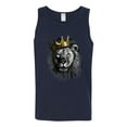 thumbnail image 2 of Wild Bobby, King Lion with Gold Crown Art, Animal Lover, Men Graphic Tank Top, Navy, X-Large, 2 of 4