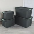 thumbnail image 2 of 6-Pack Latch Tote, Stackable Plastic Storage Container Bins with Lids, 12 Gallon, Gray/Green, 2 of 8