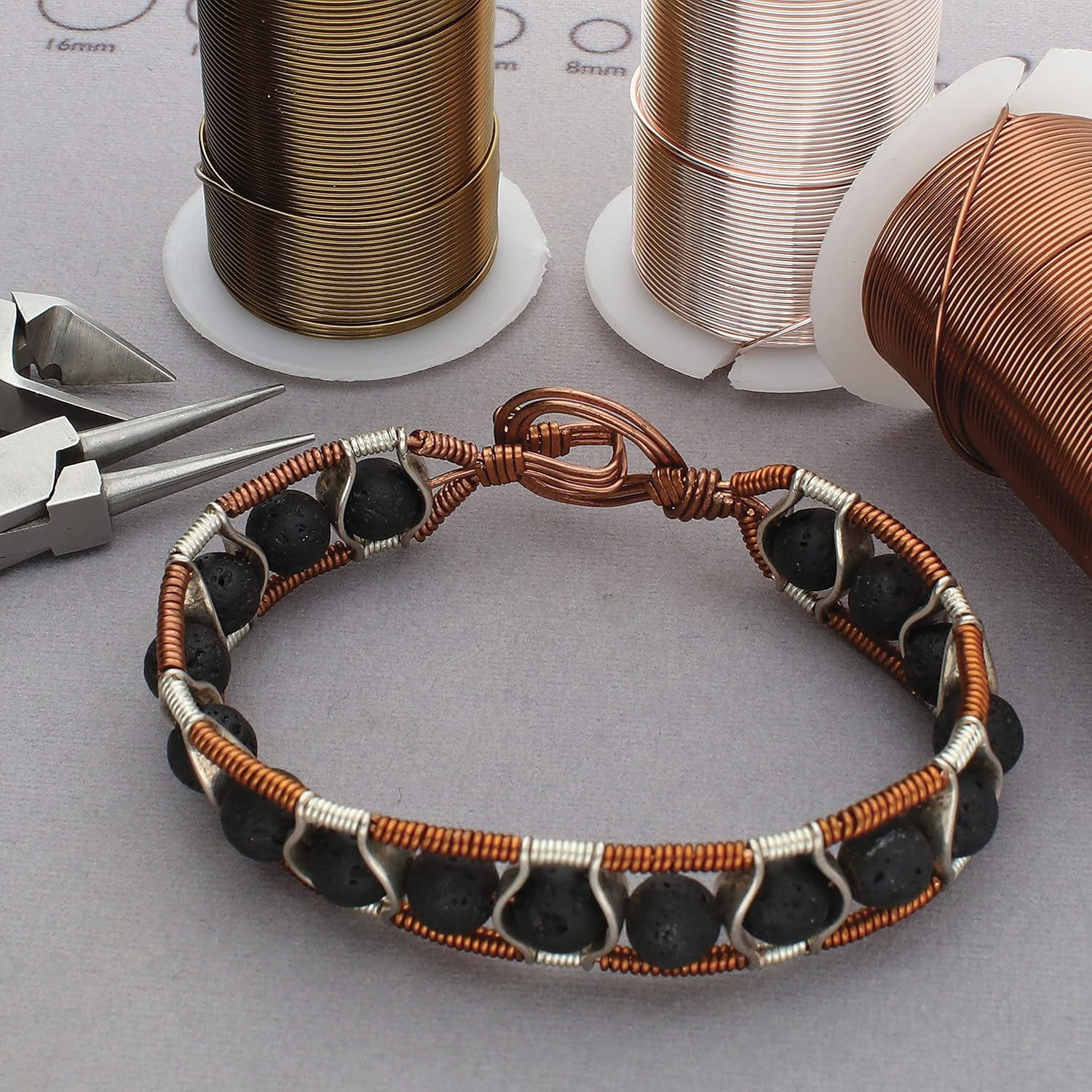 The Beadsmith Wire Elements Antique Copper Color Lacquered Tarnish-Resistant Copper Wire for Jewelry Making, 20 Yards, 18.29 Meters Each Spool (18, 20, 22, 24, 26, & 28 Gauges)